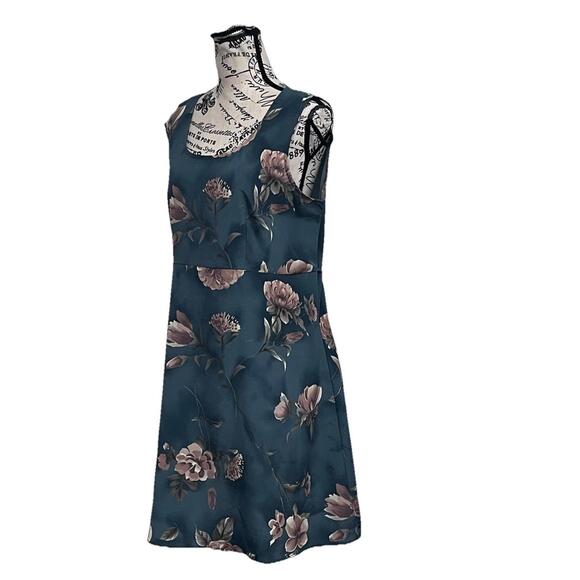 DBY Vintage Y2K Teal Floral Midi Dress Fairy Cottagecore Coquette Sleeveless 11 - Picture 3 of 9